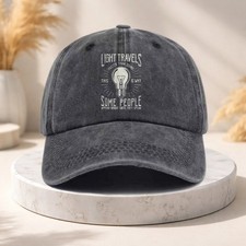 Funny Sarcastic Dad Hat Light Travels Faster Than Sound Distressed Baseball Cap