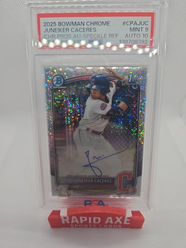 2025 Bowman Chrome - Prospect Auto Juneiker Caceres Speckle 219/299 PSA 9/10