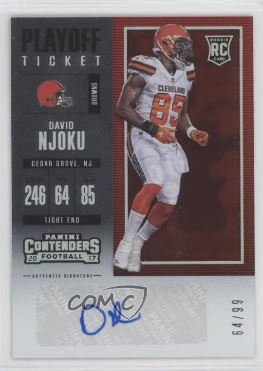 2017 Panini Contenders Playoff Ticket 64/99 David Njoku #114 Rookie Auto RC rf2