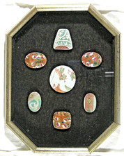 Shadow Box Display of Seven Antique Chinese Pottery Fragments 12" x 9 1/4"