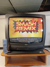 RCA 19" Retro CRT Gaming TV Tested Working W Remote Front Aux Gemstar Gold