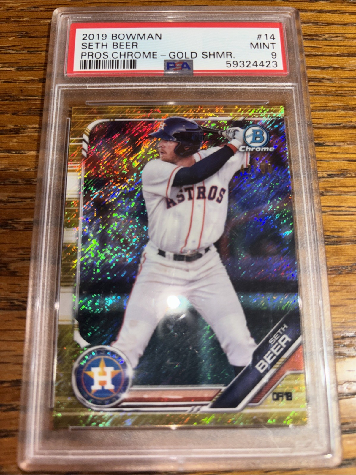 2019 Bowman Bowman Chrome Gold Shimmer #14 Seth Beer front