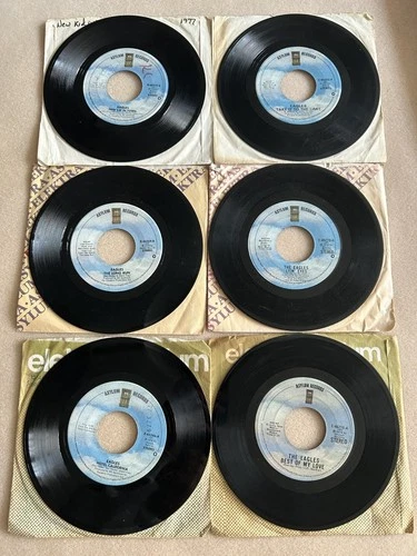 EAGLES LOT OF SIX 7” SINGLES 45 RPM RECORDS