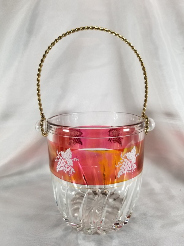 Vintage Arte Murano Linea Mary Crystal Cranberry Flash Grapes Ice Bucket