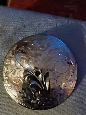 Vintage Ronald J. Wyancko. Sterling Silver Hand Engraved Round Floral Brooch