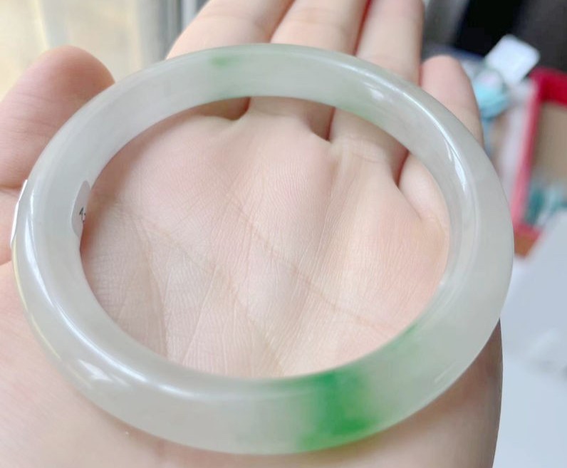 Certified Grade A Lavender 53mm Natural Burma Jade jadeite Bangle Bracelet