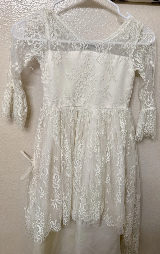 Trish Scully All Lace Girls SZ 6 Needs Zipper Replaced Flower Girl Dress - Image 3 of 4