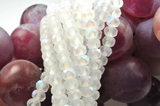 25 SNOW FROST AB FACETED GLASS RONDELLE BEADS 5MM