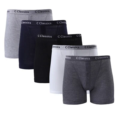 3/6 Pack Men's Boxer Shorts Soft Cotton Button Fly Underwear Underpants Trunks