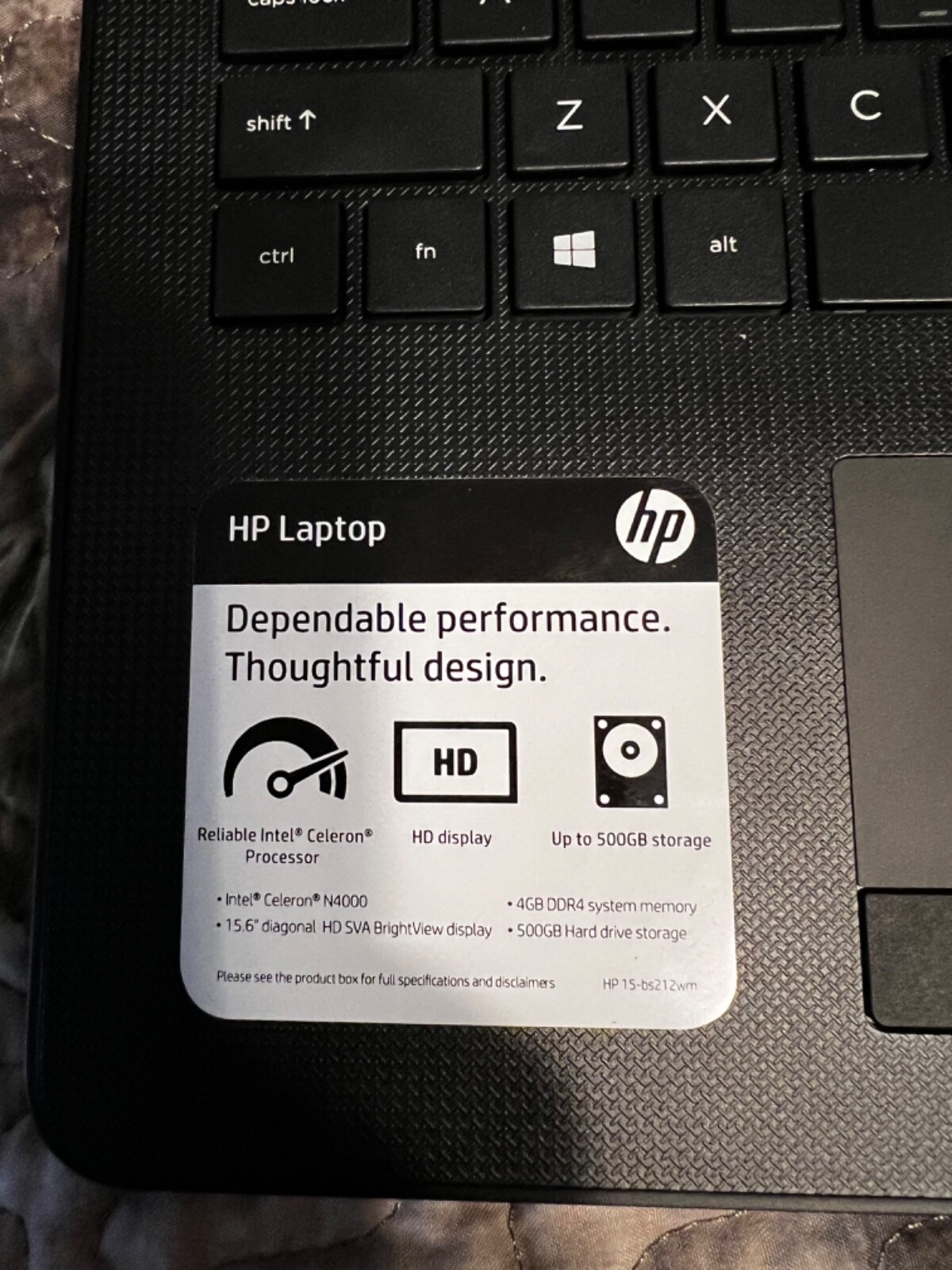 HP 15BS2XX Laptop Notebook 500GB 15.6 Inch HD Display Black Notebook