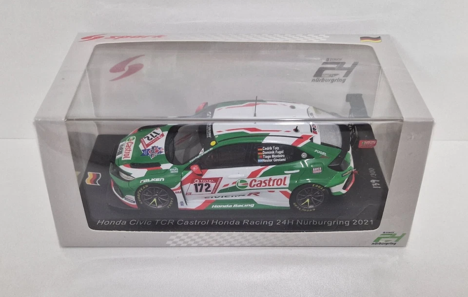 MODELLINO AUTO SPARK 1:43 DIE CAST HONDA CIVIC TCR WINNER 24H NURBURGRING 2021 - Immagine 2 di 4