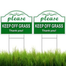2 Pack Keep Off Grass Sign, Keep Dogs Off Sign for Lawn, 12.6"X9.4" Corrugate...