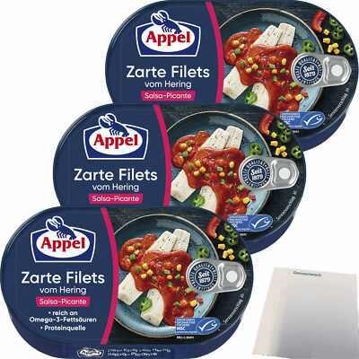 Appel Zarte Filets vom Hering Salsa Picante 3er Pack 3x200g Dose usy Block
