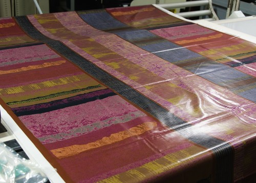 Di Lewis-Caribbean/Mauve | 1980's Unbalanced Stripe | Polished Cotton Fabric - Picture 6 of 12