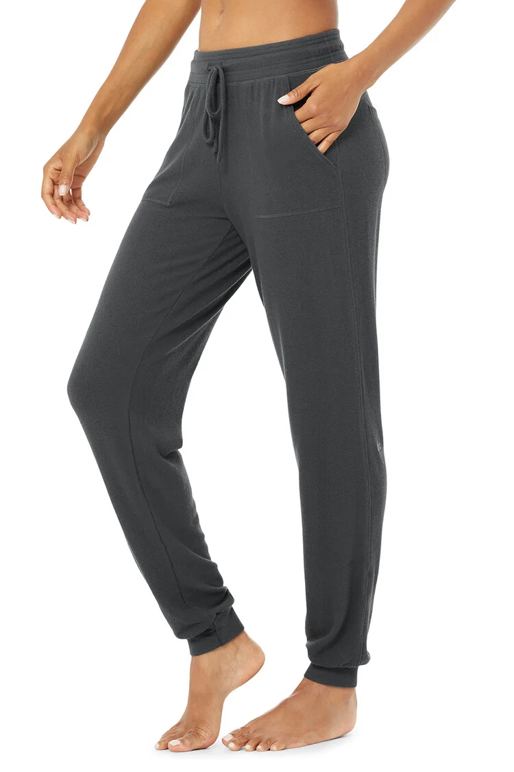 Alo Women's Lounge Cozy Soho Sweatpants, Dark Gray, XS