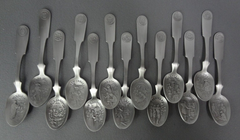 Franklin Mint 13 State Pewter Spoons  ~Original American Colonies