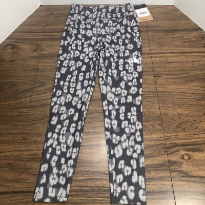 North Face Gray Leopard on Mountain Tights Youth Girls M (10/12) Pocket Gray
