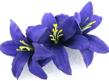 Triple Purple 3.5" Lily Silk Flower Hair Comb,Rockabilly,Pin up,Updo