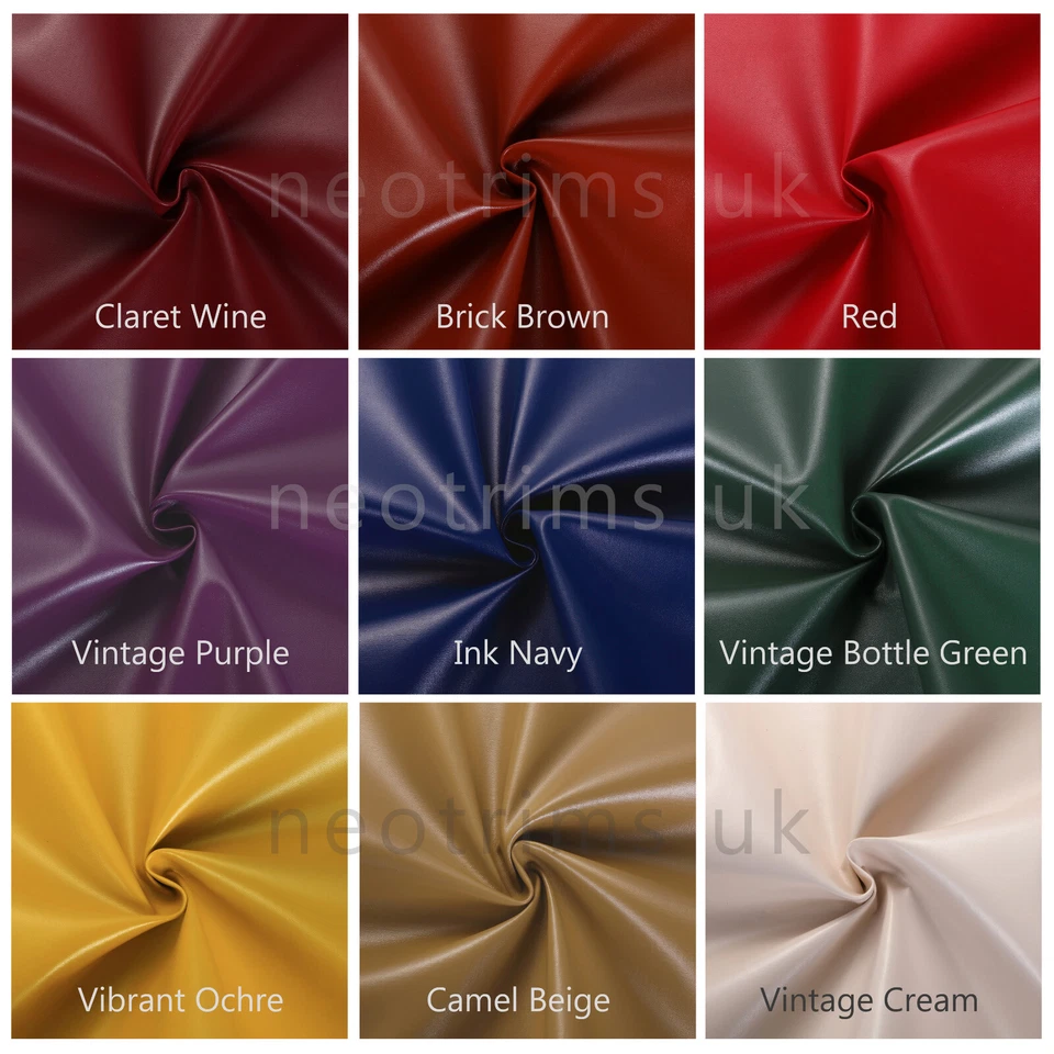 Faux Leather Fabric Smooth Vinyl Leatherette Light Upholstery Crafts Material - Image 4 of 4