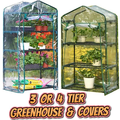 Garden Greenhouse 3 or 4 Tier | Complete Kits | Replacement Green House Covers