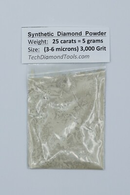 Diamond Micron Powder 3.000 Grit Mesh (3-6 Micron), Weight = 25 Carat = 5 Grams