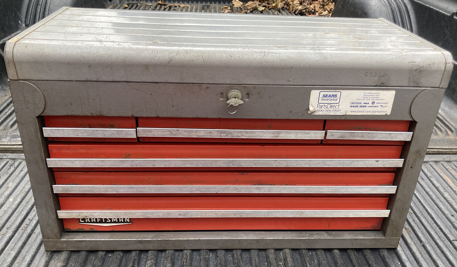 Vintage Craftsman Tool Chest Toolbox 26", 6 Drawer, Tray Flip Top Gray