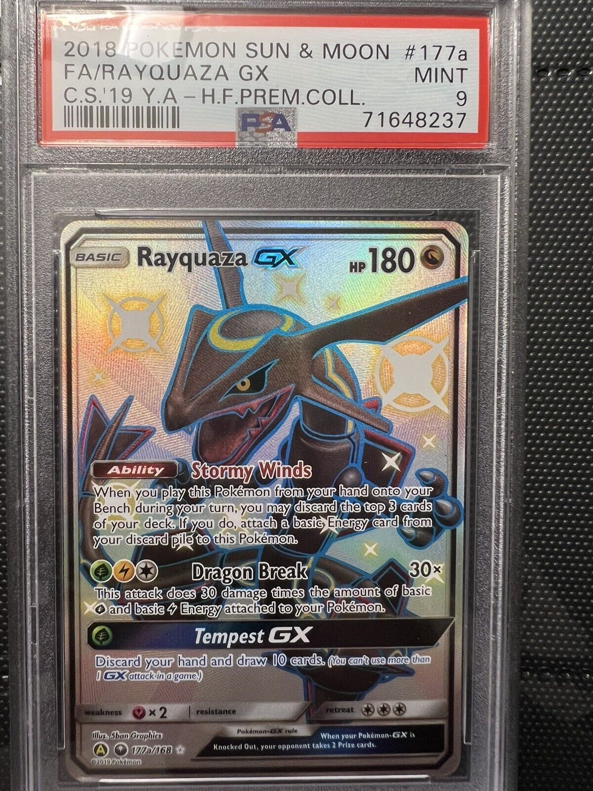 2018 Pokemon Rayquaza GX 177a/168 Shiny Promo PSA 9 MINT