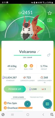 Pokémon Trade GO - Volcarona (Larvesta evolve)  **Rarest Evolution**  