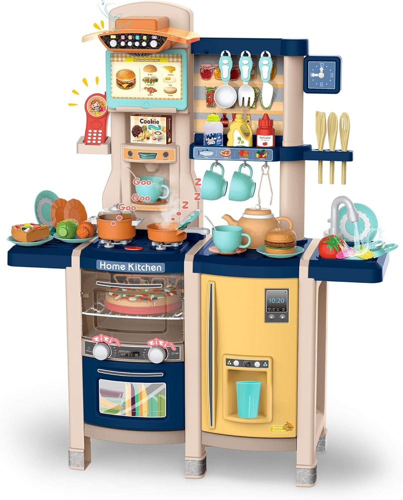 Kids Play Kitchen,Kitchen Playset with 65Pcs Kitchen Toys for Toddlers,Kitchen P