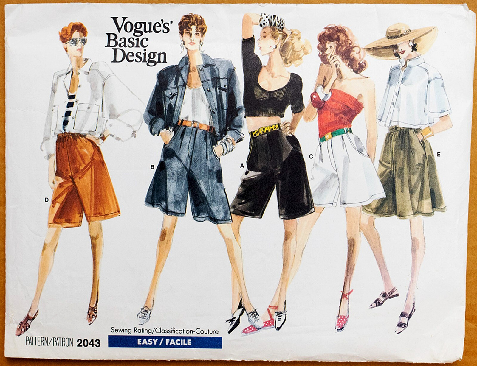 Vintage 1980s Vogue 2043 High Waist Wide Leg Shorts Pattern