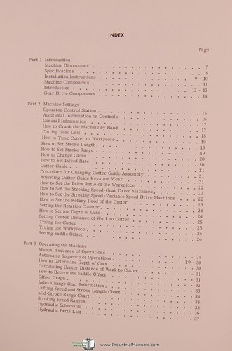 Barber Colman Model 10, Gear Shaper, Operations Manual Year (1972) - Picture 3 of 3