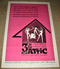 3 IN THE ATTIC. Sexploitation ORIGINAL VINTAGE 1968 Movie Poster. AIP CLASSIC!