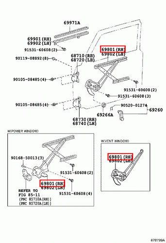 Genuine Toyota LandCruiser VDJ79 VDJ78 RH Front Door Manual Window Regulator - Picture 4 of 4