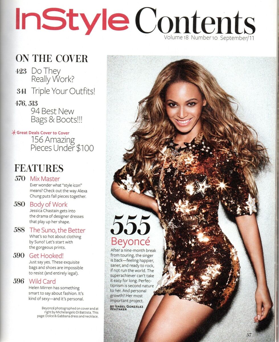 IN STYLE Magazine September 2011 Beyonce Beyoncé Fall Fashion Issue: 638  Pages!