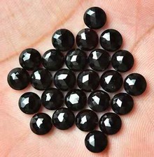 AAA Natural Black Onyx Rose Cut Round Shape Loose Gemstone
