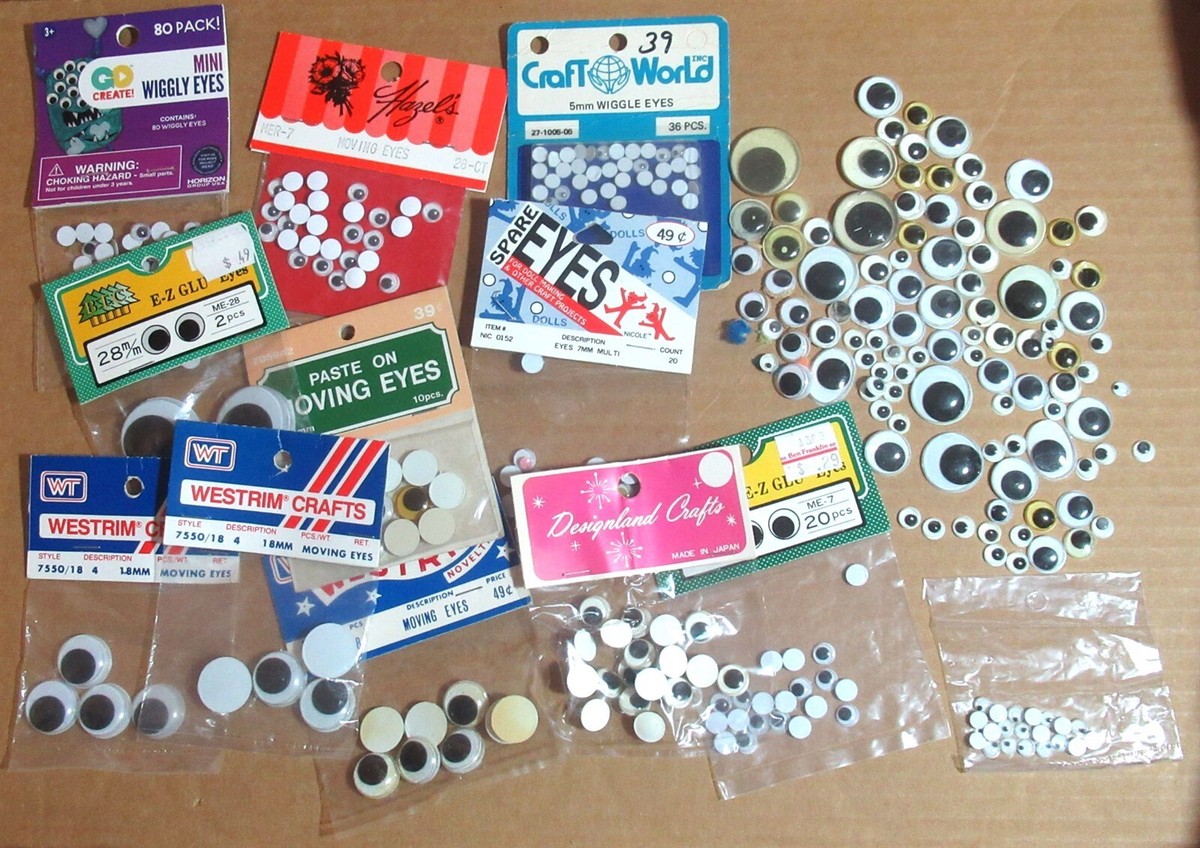 Lot Vtg New Mix NIP + Used Loose Craft Wiggle Googly Moving Eyes glue on |  eBay