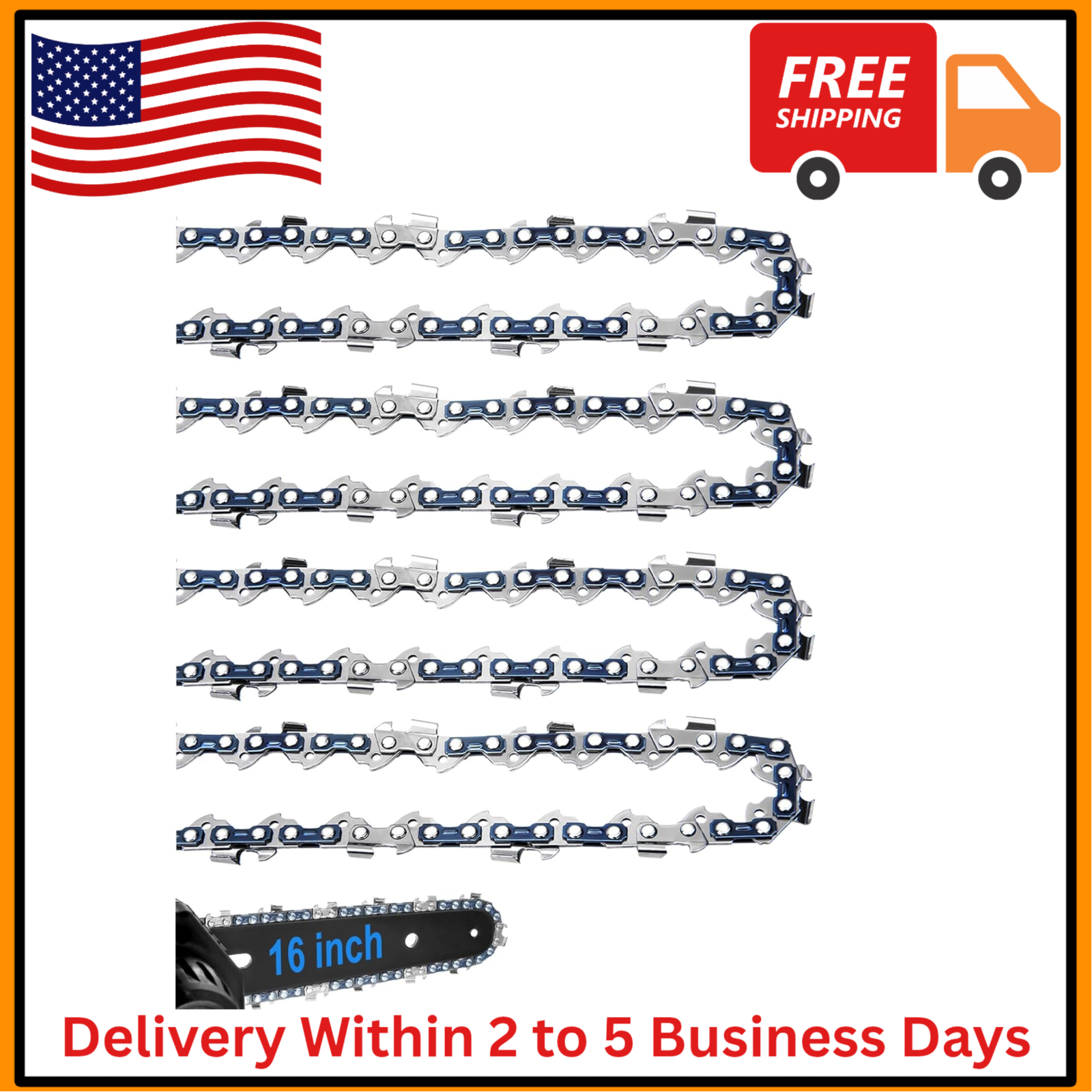 4 Pack 16 Inch Chainsaw Chains, Chainsaw Chain 16 inch, 3/8