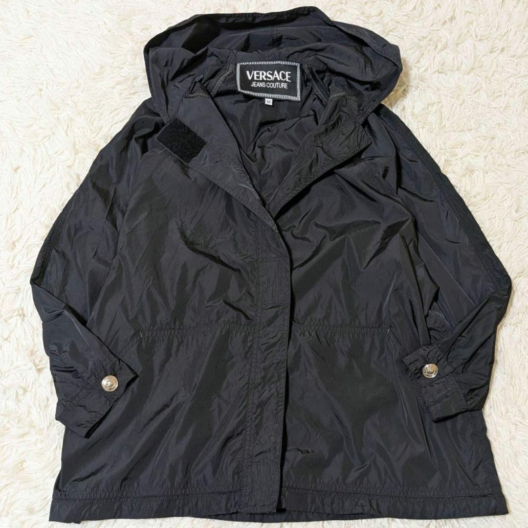 VERSACE Jeans Couture Nylon Jacket Black Size M Medusa Back Logo Used From Japan thumbnail 2