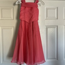 NWT Size 6 Flower Girl Dress Princess Bridesmaid Dress With Wrap Coral Pink