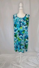 Ui Maikai Vtg Dress Short Hawaiian Barkcloth Tiki 60's Boho Hibiscus Sz M Blue