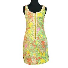 Lilly Pulitzer Target Floral Dress Pink Yellow Green Shift Spring Sz-2 Preppy