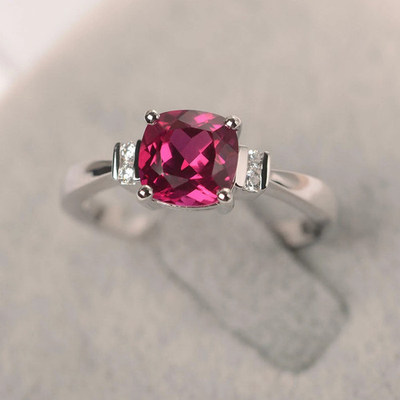 #ad 1.5ct Natural Ruby amp; Diamond Solitaire with Accents Ring 14k SOLID White Gold $302.39