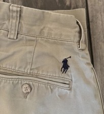 Polo Ralph Lauren Men's Beige Cotton Pleated Front Ethan Pants Size 34x32