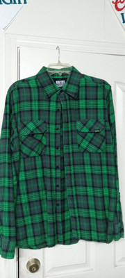 Creature Skateboards Green Plaid Long Sleeve large size