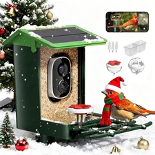 Bird Feeder with Camera Solar Powered 2K HD Video, 10,000+ Species AI Recognitio