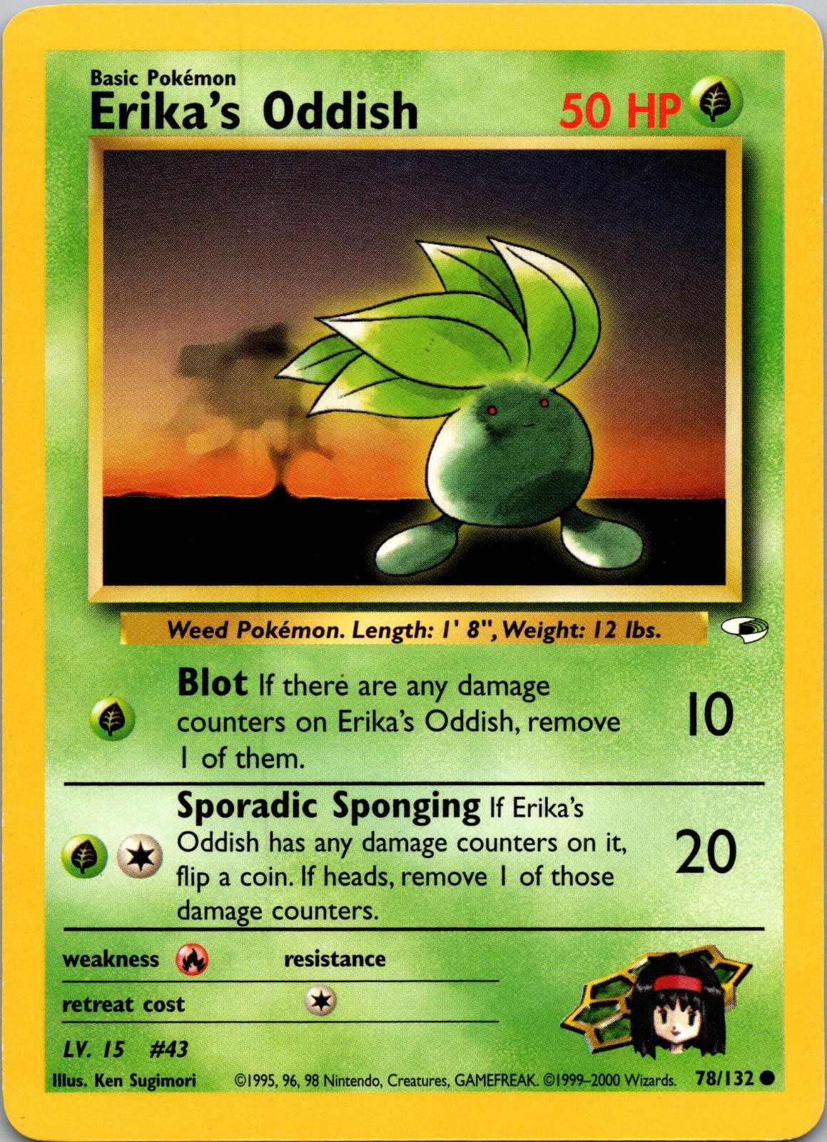 Erika's Oddish 78/132 Common Gym Heroes Pokemon Unlimited Lightly Played