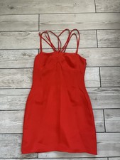 Topshop Kate Moss Red 100% Silk Mini Dress UK 10 Vintage Y2K
