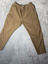 NIKE Cargo Pants Youth Large Tan Elastic Waist Drawstring Utility Pocket Logo
