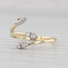 bypass diamond Vintage 14K Yellow Gold Diamond Spray Cluster Bypass Ring — listing 2