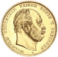 Preußen Wilhelm I. 10 Mark 1880 A Gold seltene Erhaltung f. stgl./stgl. J 245